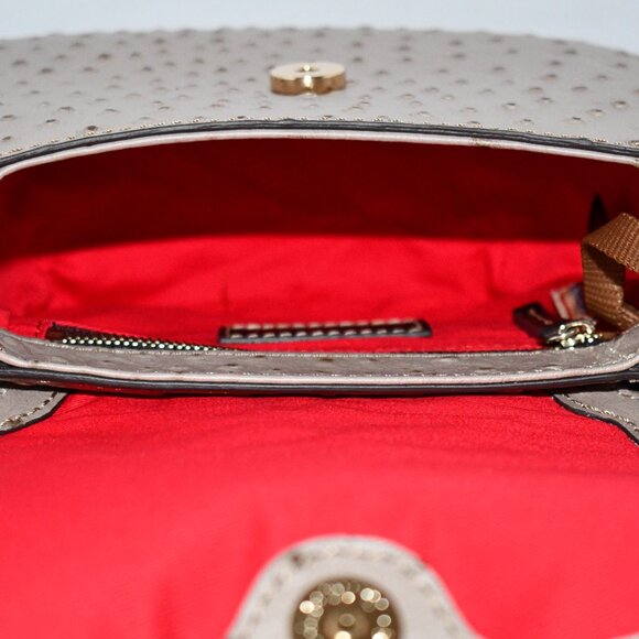 Dooney & Bourke Ostrich Embossed Flap Crossbody Bag Lt Taupe #BOSTR2267 NWT - Picture 4 of 7